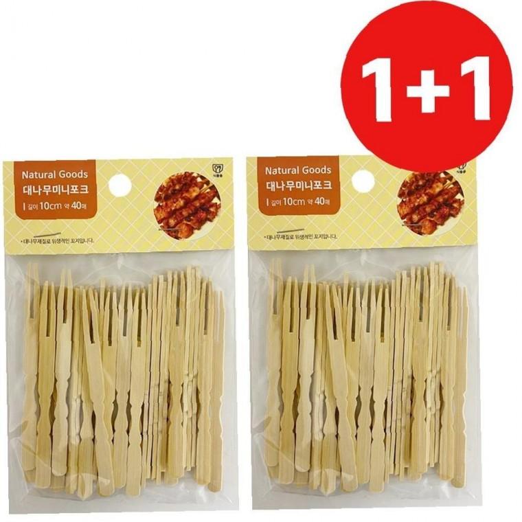 대나무 미니포크 튼튼한 1+1 (40매 10cm) 요리꼬지 장식 과일