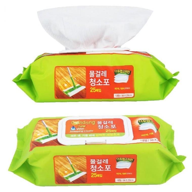 뽑아쓰는 물걸레 깔끔한 관리포 관리 물티슈 캡형 고급 큰사이즈 25매