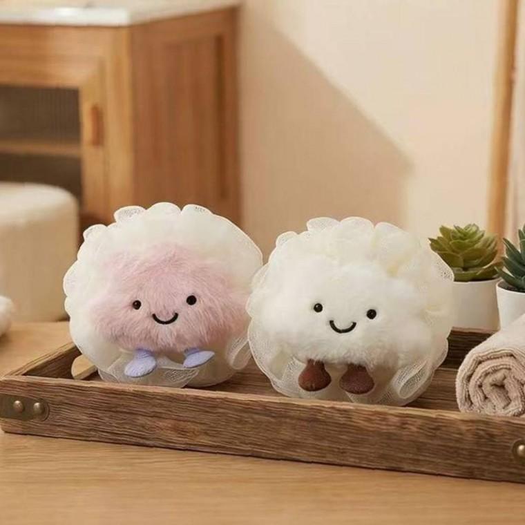 아기자기한 구름 깔끔한 샤워볼 2종세트 목욕용품 거품 타올 때밀이
