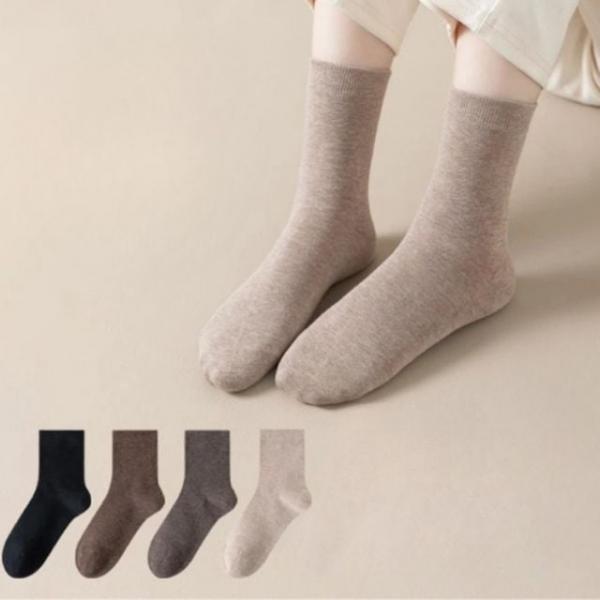 여성 사계절 땀흡수 베이직 편안한 중목 양말 1켤레 데일리 삭스 포근한
