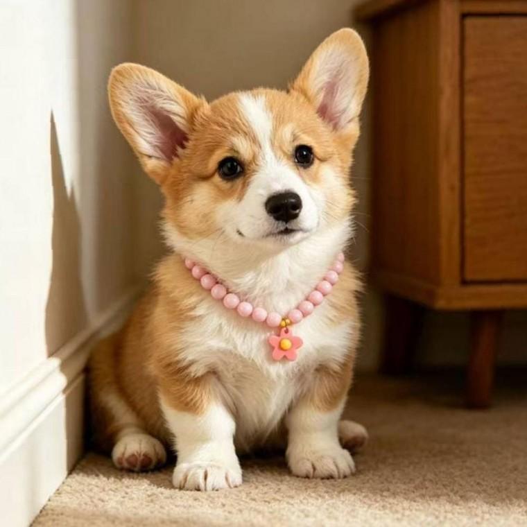 고양이 강아지 깔끔수납 꽂 목걸이 귀여운 컬러 비즈 산책 인식표