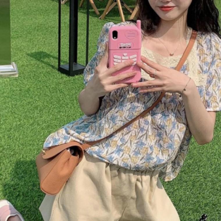 플라워 티셔츠 반팔 레이스 시원한 루즈핏