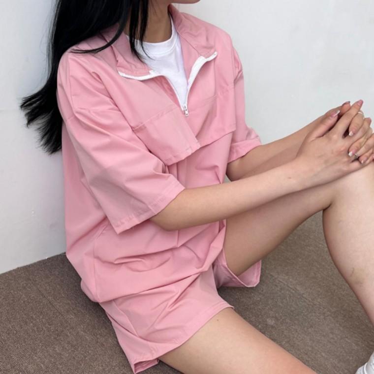 아노락 여자 반팔 반바지 세트 남녀 공용
