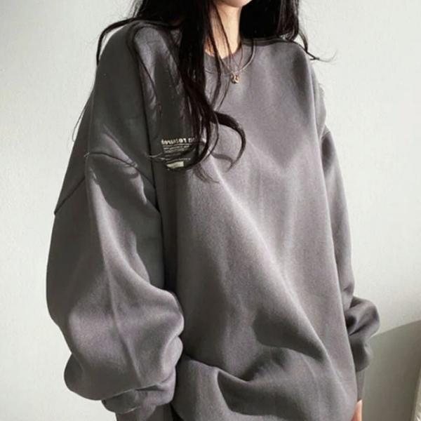 여성 레터링 기모 맨투맨 힙커버 패션 캐주얼 1P 겨울 긴팔 티셔츠 패션