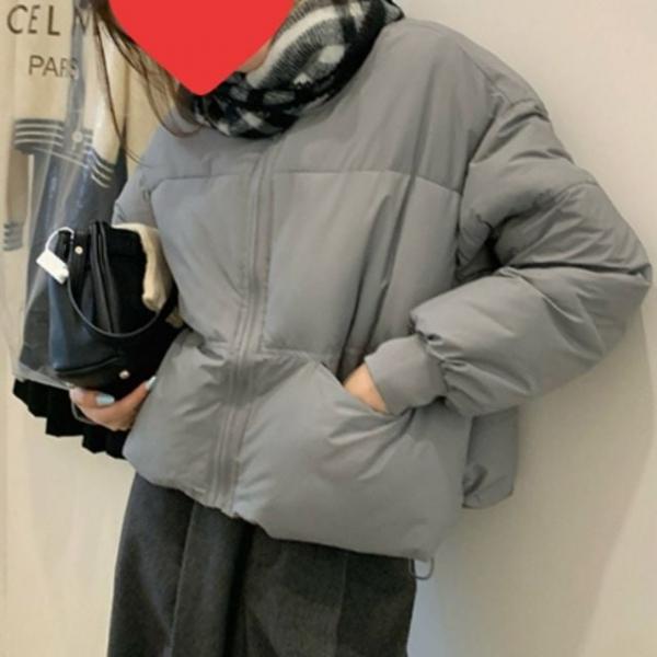 여성 적당한 두께감 겨울 숏패딩 라운드넥 점퍼 1P 루즈핏 크롭 잠바