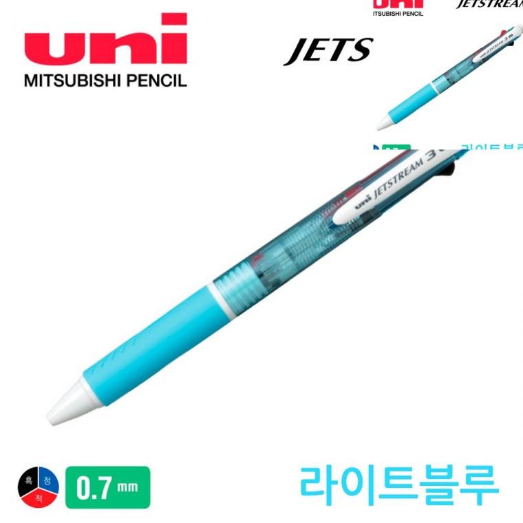 제트스트림 3색 볼펜 0.7mm 라이트블루 캐릭터펜 고급펜 필기감좋은볼펜