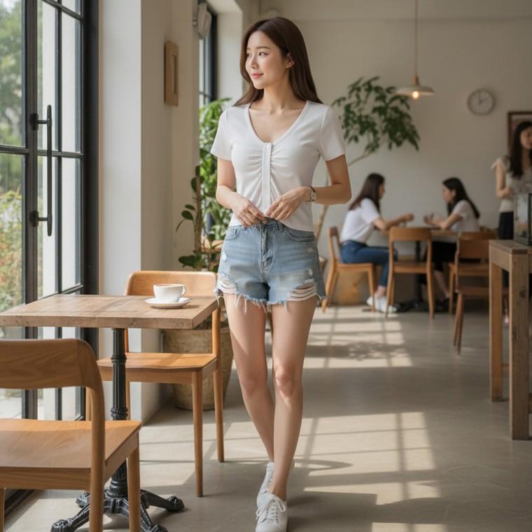 배색 브라캡 캐주얼 반팔티 유니크