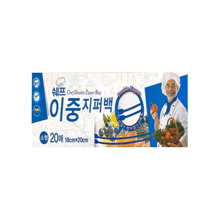 쉐프 이중잠금 지퍼백 20매 소형 18x20