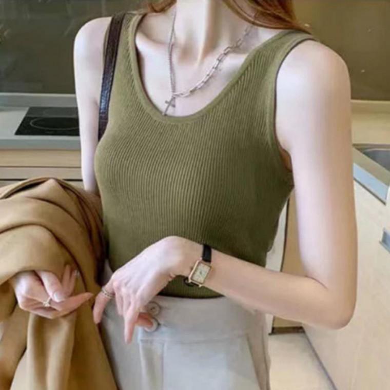 여성 골지 민소매 여름 기본 이너 나시 상의 티셔츠