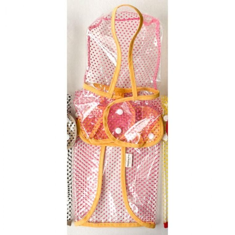 강아지 투명 도트 후드 우비 핑크 2XL 1P 레인코트