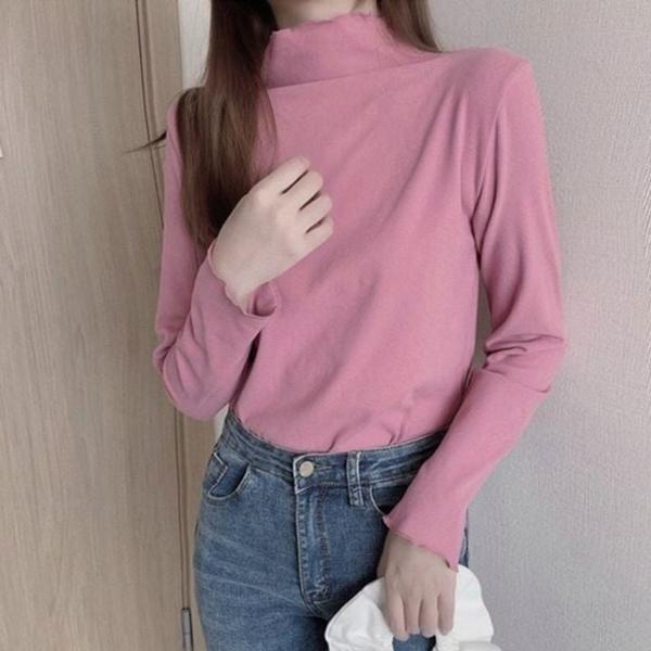 여성 반목티 프릴 하프넥 겨울 이너티 소프트 티셔츠 7색