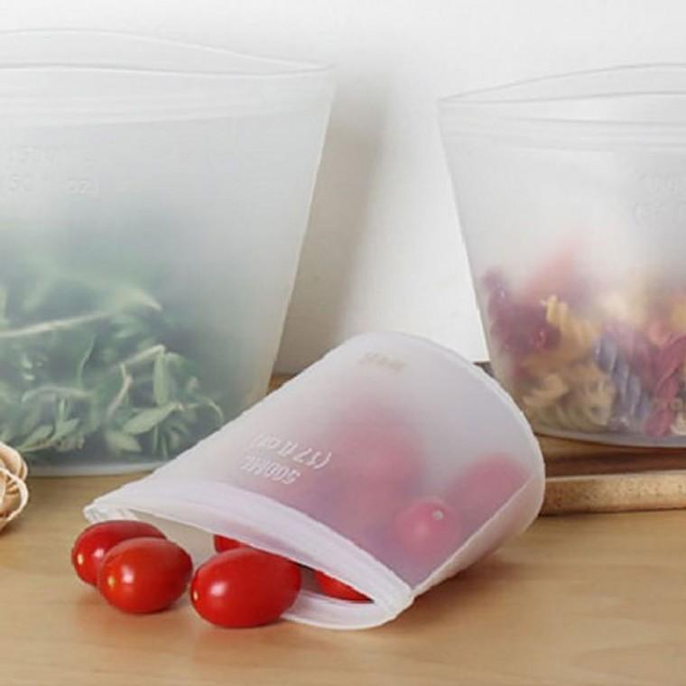 반영구 안전 실리콘 지퍼백 500ml 1P 간식 보관 조리