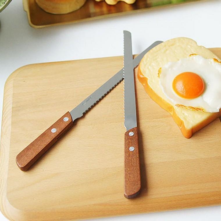 우드 손잡이 스텐 빵칼 1P 식빵 바게트 브래드 나이프