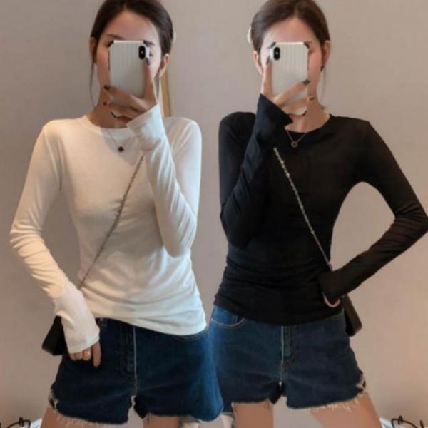 여성 긴팔 롱슬리브 이너 베이직 슬림핏 쭉티 티셔츠