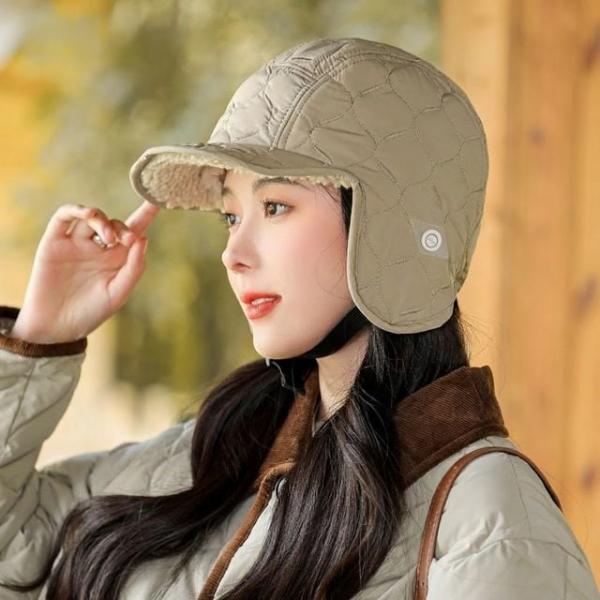 여성 퀼팅 귀덮개 패딩 캡모자 겨울 방한캡