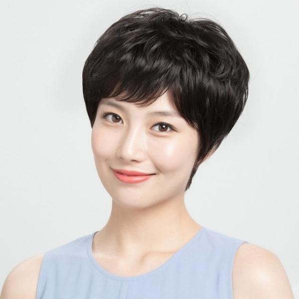 인모 볼륨 숏컷가발 통가발 여성커트가발 숏커트가발 짧은머리가발 (블랙)