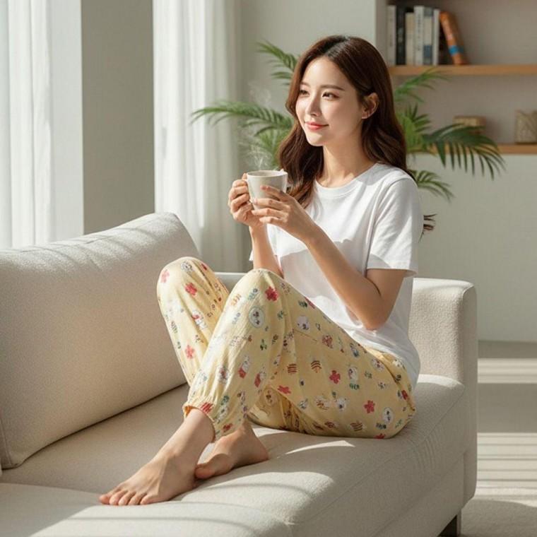 포포면 파자마 조거핏 여름 홈웨어 여성 밴딩 잠옷바지