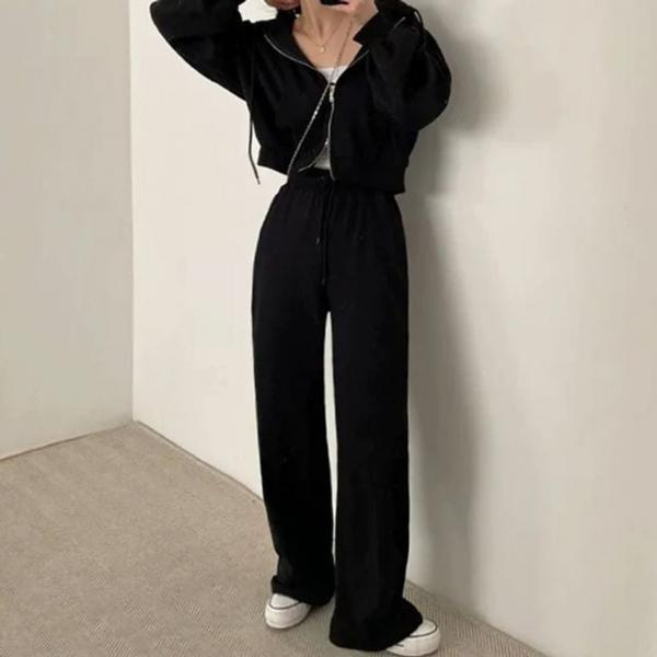 모던 데일리 여성 후드집업 일자팬츠 셋업
