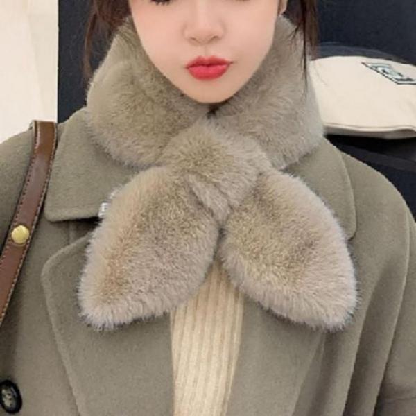 여성 미니 페이크퍼 머플러 캐시미어 밍크 목도리 겨울 네키 짧은 털 머플러 숏 넥워머 니트