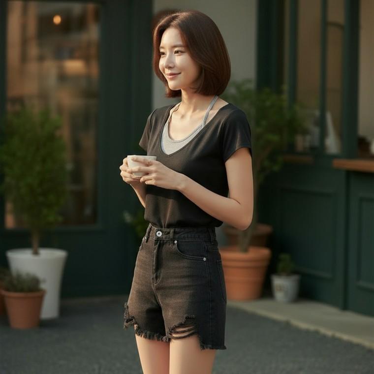 HL] 티셔츠 투피스 나시티 홀터넥 레이어드 긴팔티