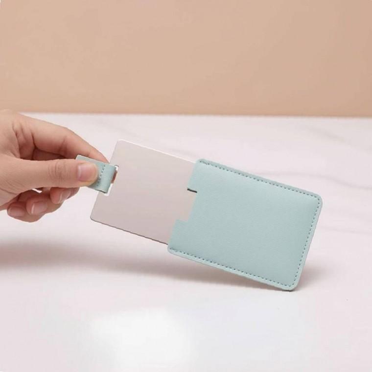 손거울 케이스 메이크업 미니 가죽 휴대용 파우치형 사각 거울