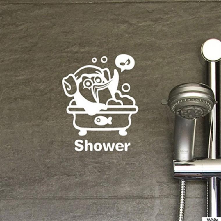 Toilet Shower 화장실 포인트스티커 화이트 욕실스티커 화장실스티커 화장실사인