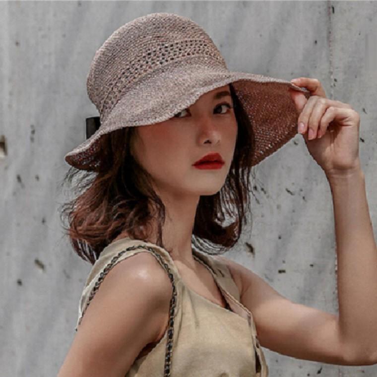 여성 밀짚 리본 버킷햇 모자 데일리 휴가 여행 넓은챙 모자 나들이 바캉스 돌돌이