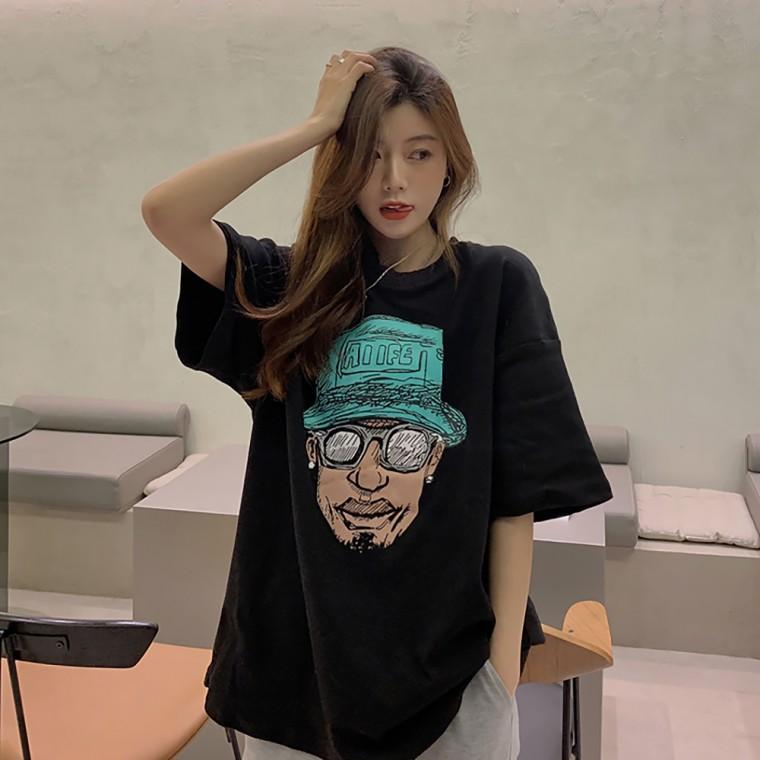 칼라스케치 데일리 캐주얼 민트모자맨 면 반팔 티셔츠