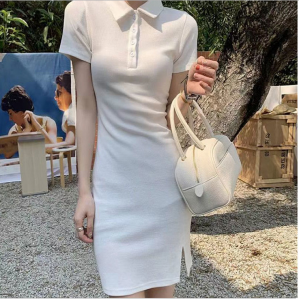 여성 반팔 카라 미니원피스 1P 데일리 옆트임 치마 사무실 정장 하객룩