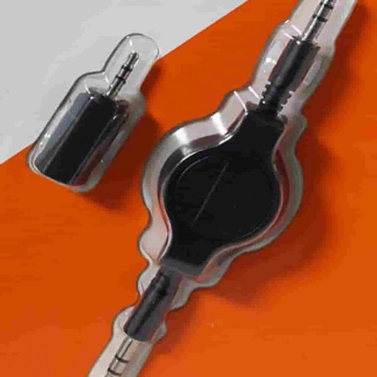 AUX 2.5젠더 3.5mm 오디오 릴케이블 차량용AUX케이블 자동감김케이블 MP3케이블 사운드케이블 카용품