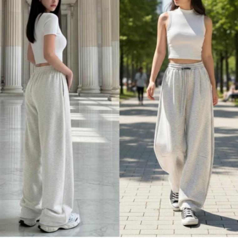 여성 와이드 트레이닝 바지 커브드 밴딩 팬츠 통바지 봄 여름 데일리