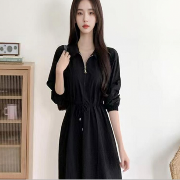 여성롱원피스 봄 가을 원피스 F66까지 프론트지퍼 카라롱원피스 정장 사무실 하객룩