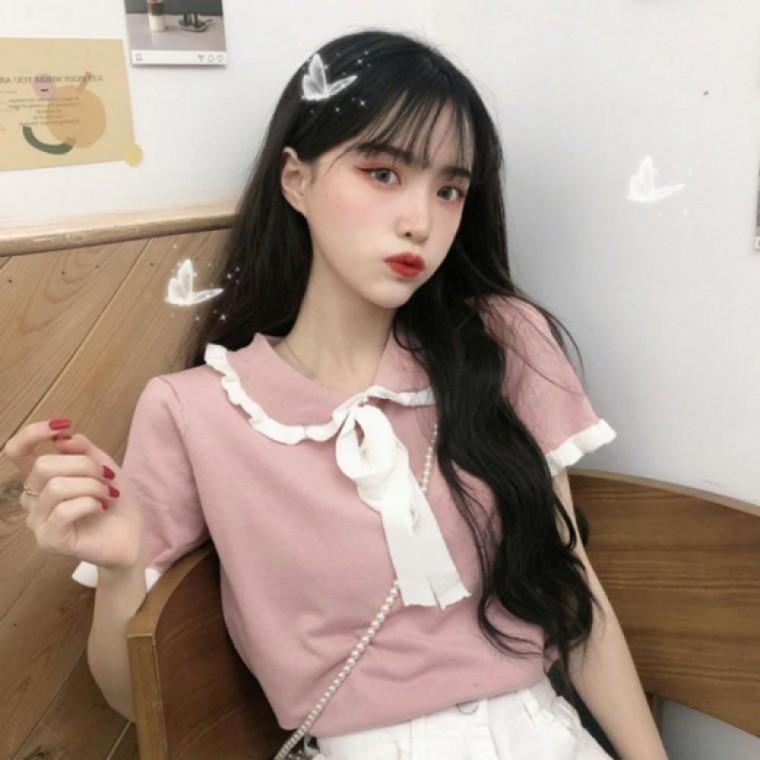 여성 여름 리본카라티 러블리 반팔티셔츠 데이트룩 예쁜 티 페미닌 스타일 출근룩 하객룩