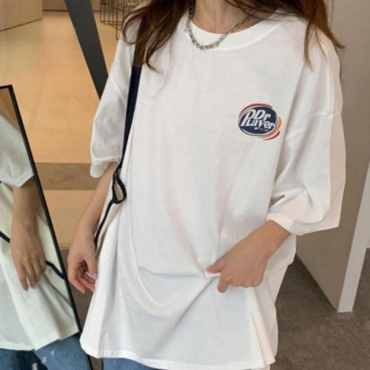 여성 여름 레터링반팔 오버핏 반팔티셔츠 오버핏반팔티 캐주얼 영문 프린팅 데일리 기본템