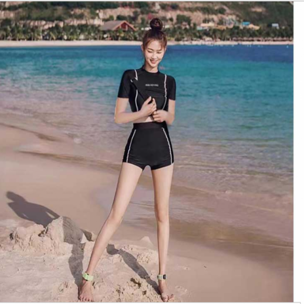 여성수영복 래쉬가드 하이웨스트 투피스 수영복 세트 비치룩 워터파크 비치