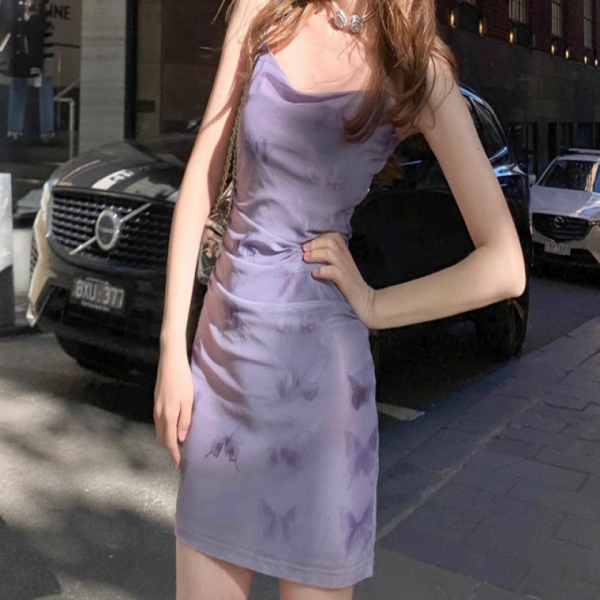 여성원피스 퍼플 셔링 나시원피스 여름 휴가룩 롱 숏 2size 하객룩 잔치룩 파티룩