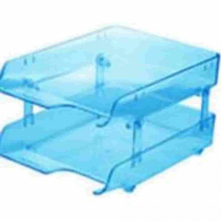 2단 크리스탈 서류받침 투명 문서받침대 데스크정리함 서류트레이 서류정리함