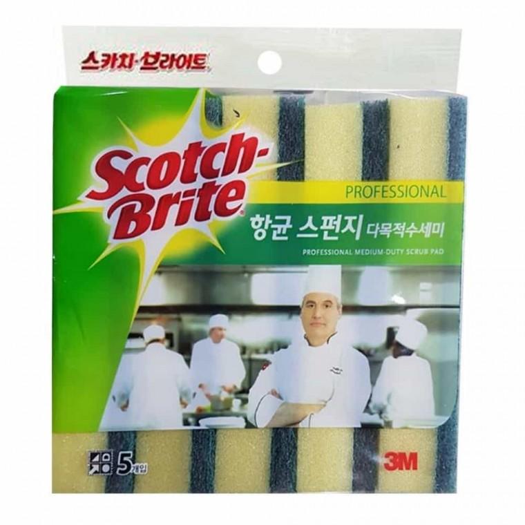 3M 스펀지 다목적수세미 5개 불판수세미 스펀지수세미 탄냄비수세미