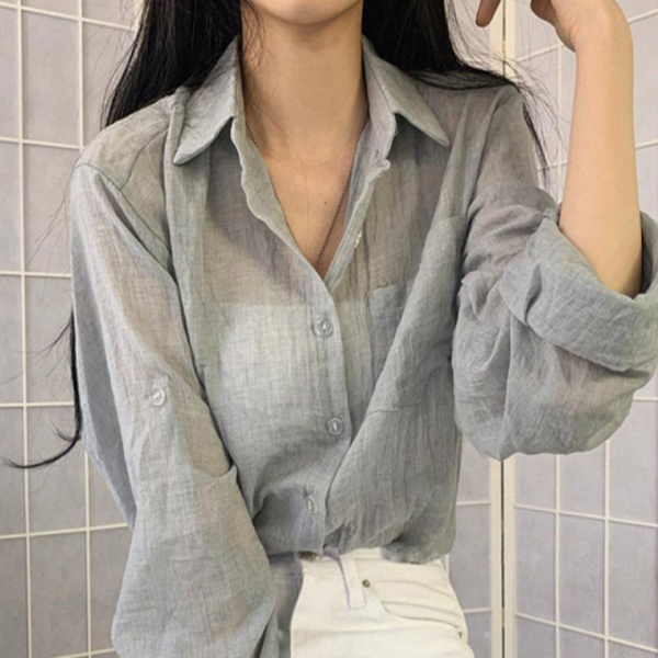 여성 여름블라우스 베이직 긴팔 여름 셔츠 사무실 정장 하객룩