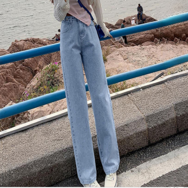 여성청바지 빈티지 레트로 여성 롱라인 데님팬츠 아웃도어