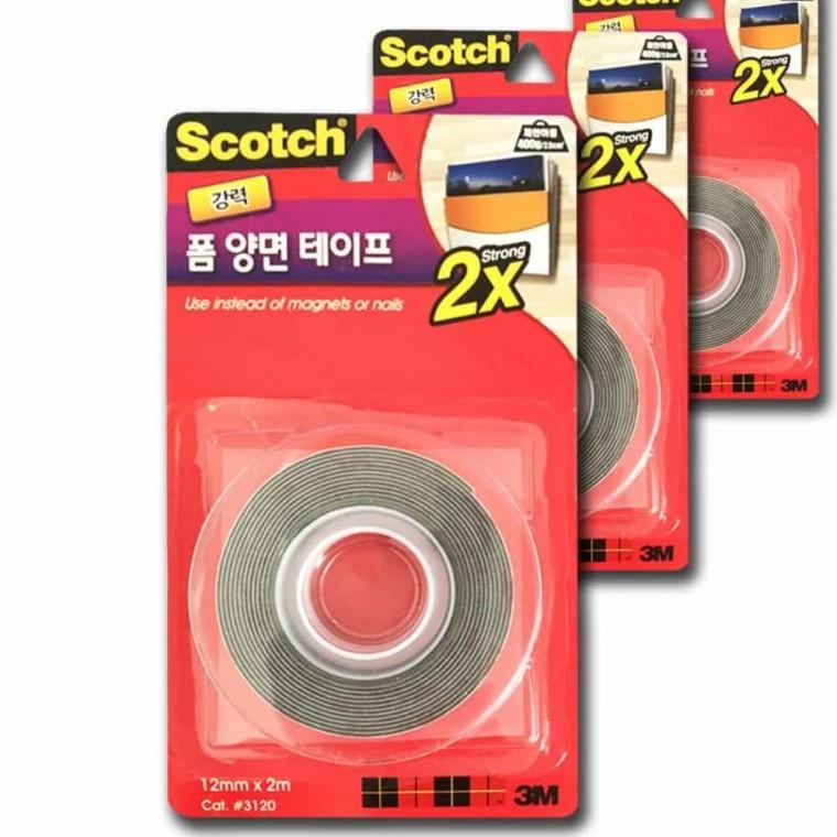 3M 2배강력 불투명 양면 폼테이프 3개 강력한양면테이프 양면테이프 접착테이프