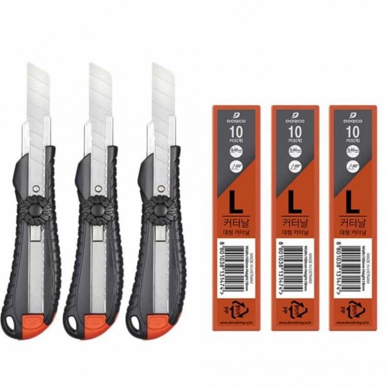 도루코 대형 C4 커터칼 3개 C칼날 30입 커터칼날 칼날리필 박스칼