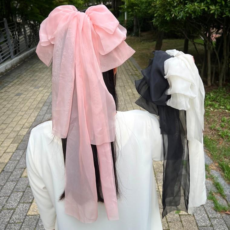 테일 왕리본 헤어 자동핀
