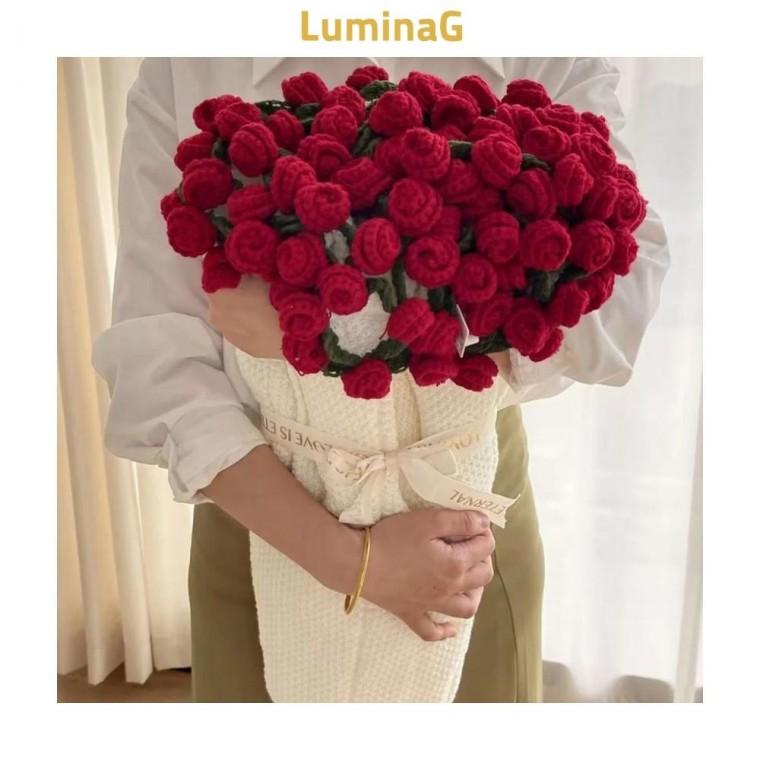 루미나D 담요 꽃다발 핸드메이 스웨터 장미 완제품 110cm