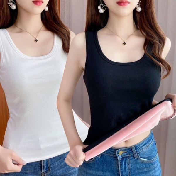 여성 기본 무지 디자인 기모 민소매 나시 여자 겨울 골지나시 두꺼운 겨울나시