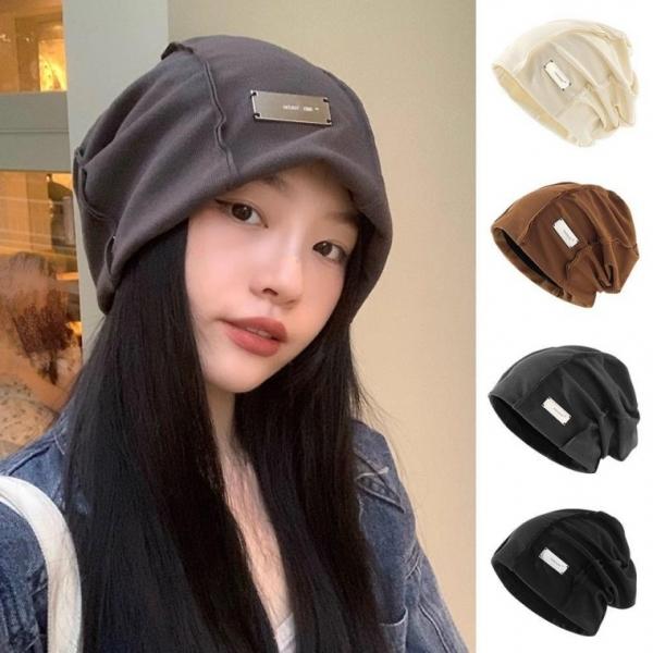 여성 메탈 장식 포인트 나들이 외출 패션 모자 비니 여자 남성 니트 큰비니 꽈배기