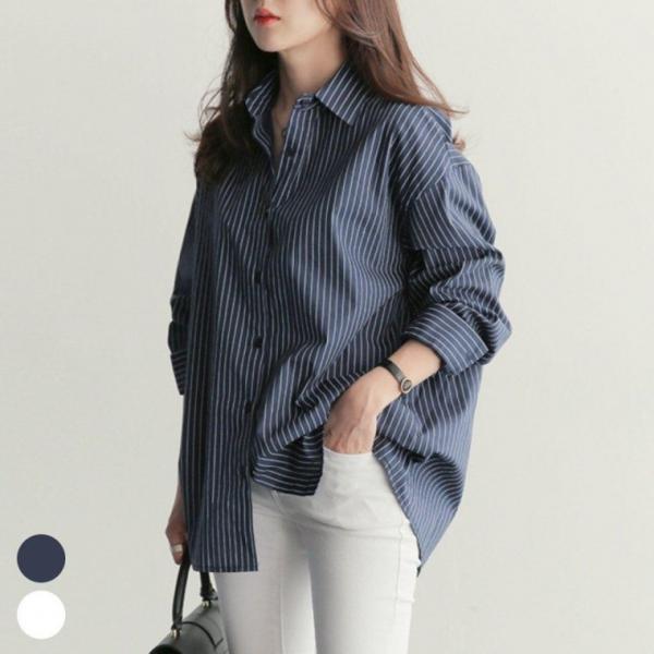 스트라이프 긴팔 셔츠 여자 여성 남방