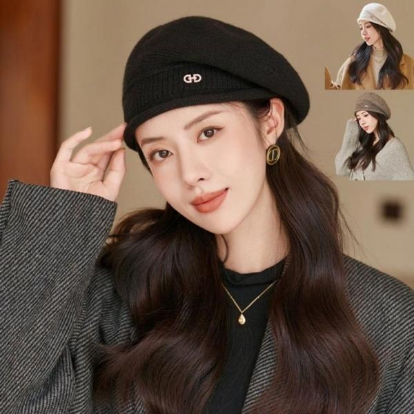 여성 니트 베레모 겨울 모자 비니 빵모자 화가 헌팅캡 보온 패션 데일리 가을 여자