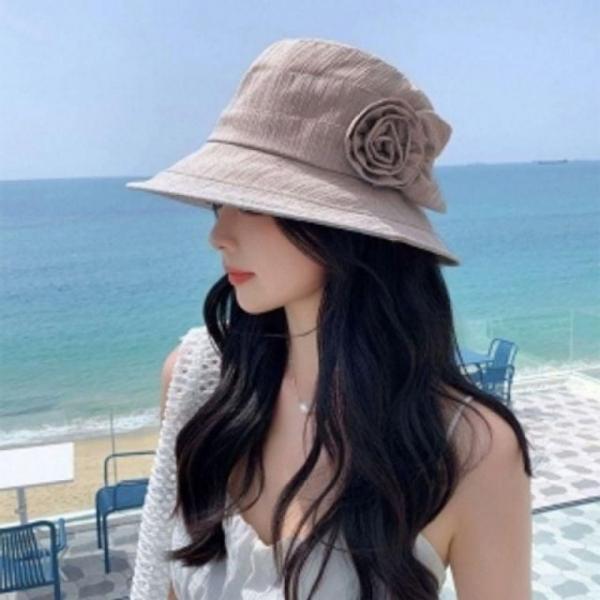 플라워 버킷햇(인디 핑크) 여성 중년 모자 벙거지 챙모자 여자