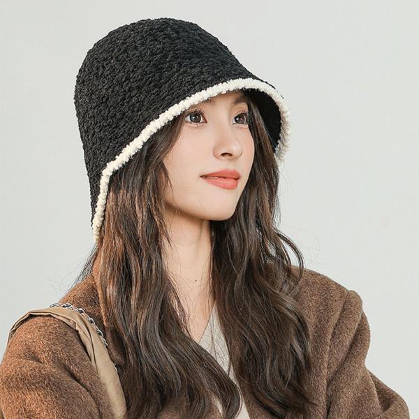 여성 따뜻한 니트 뽀글이 양털 라인 부클 벙거지 모자